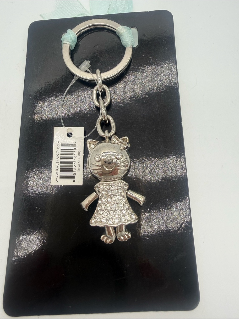 Alexander Kalifano Las Vegas Crystal Kitty Cat Keychain Articulated New on Card